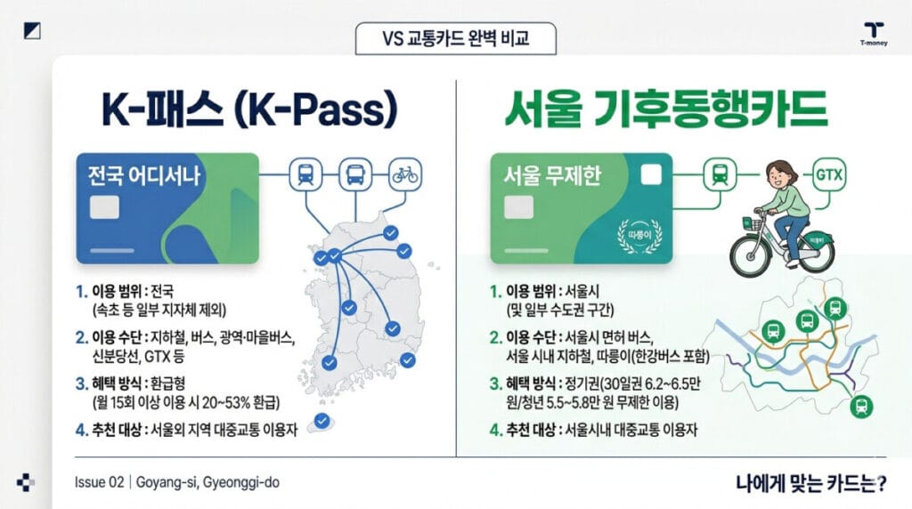 K-패스 기후동행카드 교통카드 비교 이미지